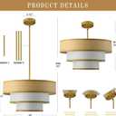 20" Golden Drum Chandelier with White Linen Lampshade 4-Light Modern Farmhouse Chandelier Light Fixture for Dining Room, Kitchen Island, Foyer, Entryway Bedroom, 4L D20"H10.5"