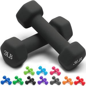 Portzon Weights Dumbbells 10 Colors Options Compatible with Set of 2 Neoprene Dumbbells Set,1-15 LB, Anti-Slip, Anti-roll, Hex Shape (Black)