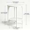 Small Round Side Table, 2-Tier Solid Wood End Table, Mid Century Modern Nightstand for Living Room, Bedroom, Easy Assembly (White), 17"W x 22"H