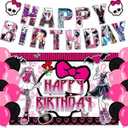 Monster Girls Happy Birthday Decorations High Girls Party Banner Backdrop, Balloons, Birthday Party Supplies Favors
