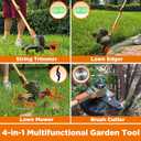13" Electric Weed Wacker, 4 in 1 Cordless String Trimmer/Lawn Edger/Lawn Mower/Brush Cutter with Steel Gears, 2×21V 6.0Ah Batteries & Charger, 5.2 LBS Lightweight Grass Trimmer for Yard Garden