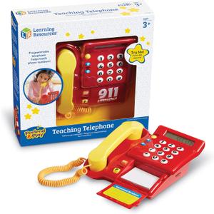 Learning Resources Teaching Telephone - 1 Piece, Ages 3+ Toddler Learning Toys, Pretend Play Telephone, Toy Telephone, Phone for Kids, Pre-Recorded Greetings, Develops Memory Skills