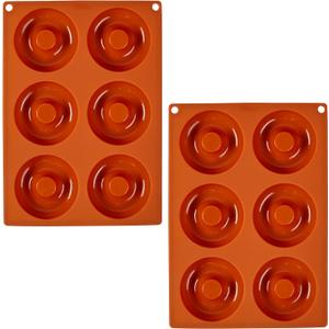 Wilton Non-Stick Food-Grade Silicone Donut Pans, Baking Pans, Set of 2 (Orange)