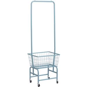 ALIMORDEN Laundry Cart with Clothes Rack, Rolling Laundry Butler with Wire Storage Rack, Grey Blue