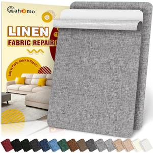 Linen Repair Tape 2Pcs 8x12 inch, Self Adhesive Fabric Patches, Couch Repair Patch Kit, Fabric Repair Tape for Furniture, Sofas, Carpet, DIY, Headboards, Chairs, Pillows, Linen Goods - Medium Grey