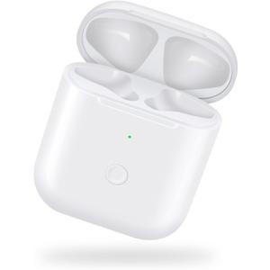 Jinstyles Wireless Charging Case Replacement Compatible for AirPods 1st & 2nd Generation Charger Case with Bluetooth Sync Pairing Button (White)