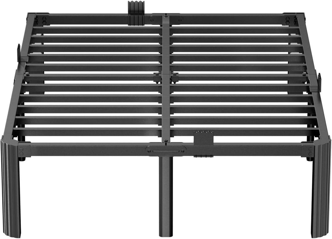 14 Inch Full Size Metal Bed Frame,3500LBS Heavy Duty Noise-Free Bedframe with Mattress Retainers,Headboard Compatible,No Box Spring Needed,Under-Bed Storage,Easy Assembly,Round Feet