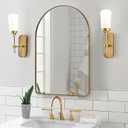 ANDY STAR Arched Mirror, 24 x 38 Inch Gold Vanity Mirror in Stainless Steel Metal Frame, Arch Top Rounded Corner 1 Inch Deep Set Design Wall Mount Hangs Vertical