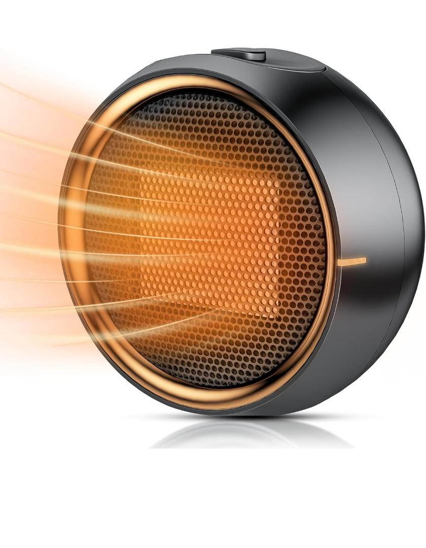 Space Heater, Portable Electric 500W PTC Ceramic Heaters for Indoor Use, Efficient Fast Heating, Tip-Over & Overheat Protection, Quiet Small Mini Desk Heater for Bathroom Home Office Bedroom