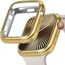 JR.DM 38mm Soft Flexible TPU Case Compatible for Apple Watch Series 3/2/1 Touchable Screen Lightweight Anti-Scratch All-Around Protector Thin Guard Shockproof Cover Shiny Bumper for iWatch, Gold