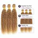 Color #27 Kinky Curly Bundles Honey Blonde Kinky Curly Human Hair 3 Bundle 28 30 32 Inch Unprocessed Brazilian Virgin Remy Hair Weave Double Weft Blonde Hair Soft & Silky & Full 300g