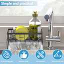 Sponge Holder for Kitchen Sink, Sink Caddy Organizer,Kitchen Essentials for Countertop-Self Drain Sponge Rack,Soap Dispenser Storage,Rustproof Stainless Steel,Black