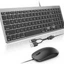Wired Keyboard and Mouse for Mac, USB-A & USB-C Keyboard for Mac with Number Pad, Dual Interface Plug and Play, OMOTON Mouse with USB A Interface Compatible for MacBook Pro/Air, iMac, Space Grey