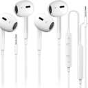 2 Pack for iPhone Earbuds Wired Headphones Earphones with 3.5mm Wired Nosie with Mic,Volume Control Support for iPhone,iPad,iPod,Computer,MP3/4,Android Most 3.5mm Audio Devices
