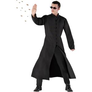 Morph Spy Assassin Costume Black Tailcoat With Glasses Included Halloween Costumes For Men Spy Costume (Medium)