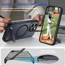 RMOCR for iPhone 15 Pro Case with Screen Protector+Lanyard Wrist Strap,Magnetic Translucent Matte Rugged Slim Phone Cover Built in Invisible Kickstand [Fit for MagSafe],Black