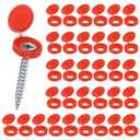100-Pack Plastic Hinged Screw Cover Caps, 5mm Shutter Screws with Caps, Fold Snap Washer Covers, Washer Flip Protection Covering M3 M4 M5 Screws Heads [Red]