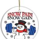 3 x Exercise & Fitness Ornaments 2024 | Snow Pain Snow Gain, Snowman 3D Weight Lifting Christmas Ornament, Gym Weights Exercise Sport, Gym Ornament (Snowman)