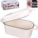 4.6 Quart Dutch Oven for Sourdough Bread Baking, Combo Oval Enameled Cast Iron Bread Pan with Lid, Bread Dutch Oven for a Crispy Crust, White