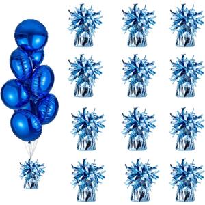 Balloon weights, 12 pieces, aluminum foil, suitable for birthday parties, gatherings, weddings, dinners and other occasions, weight 0.36lb (Light Blue)
