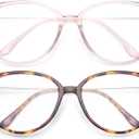 Gaoye Blue Light Blocking Glasses Women/Men, Fashion Cat Eye Fake Eyeglasses UV Ray Filter Computer Gaming Glasses (Pink+Tea Leopard)