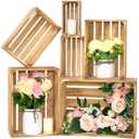 BOY MCOWBOY 6 Pcs Decorative Wood Crates for Display, 6 Size Large Farmhouse Wooden Basket for Storage Container and Decorations, Rustic Nesting Crates Decor Boxes with Handle