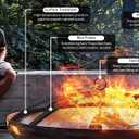 Fire Pit Spark Screen, 24 Inch Outdoor Fire Pit Screen with Foldable Hook and Marshmallow Sticks, Heavy Duty Steel Mesh Fire Pit Cover for Backyard, Beach, RV Camping