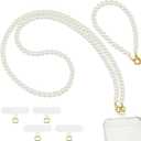 2 Pcs Pearl Beaded Cell Phone Lanyard, Crossbody and Wrist Strap with Tether Tabs for Most Phones Case Bag Purse