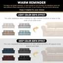 PrinceDeco Velvet Couch Covers for Sofa Soft 4 Pieces Couch Covers for 3 Cushion Couch Sofa Pet Friendly Furniture Protector with Non Slip Elastic Bottom Width Up to 90 Inch (Large, Ivory)