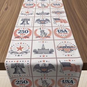 250th Anniversary Decorations - 250th Anniversary Patriotic Table Runner for 17762026 4th of July Accessories Table Decor Party Supplies for Home Indoor Outdoor