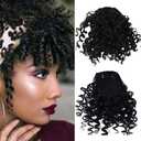 AUOCATTAIL Afro Puff Drawstring Ponytail Extension Curly Bangs Clip Short for Black Women Wig piece Hair Extensions Fiber Synthetic Hairpieces (Natural Black)