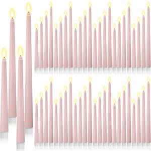 Rossesay Flameless LED Taper Candles Battery Operated Candles 4 Sizes of 8.5'', 9.65'', 10.83'', 12.8'' Flameless Candlesticks Flickering for Halloween Christmas Church Wedding(Dusty Pink), Amount Unknown