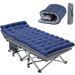 Slsy Oversized XXL Folding Camping Cot for Adults with Pad, Padded Portable Sleeping Cots, Camp Bed with Carry Bag for Outdoor Travel, Beach, Hiking