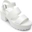 DREAM PAIRS Platform Heels for Women Lightweight Chunky Open Toe Stylish Comfortable Fisherman Sandals with Adjustable Ankle Strap 6.5 (White)