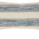 SARO LIFESTYLE Striped Tassel Corners Pillow Cover, Navy Blue, 12"x20"