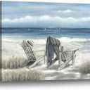The Stream Design Coastal Beach Canvas Wall Art: Seascape Painting Blue Ocean Wave Picture Relaxing Tropical Sea Scene Print 24x18 Summer Landscape Artwork for Bedroom Living Room