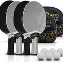 Senston Table Tennis Rackets Set,Professional Ping Pong Paddle Set for 4 Players, Composite Rubber Table Tennis Paddles, Indoor or Outdoor Games.