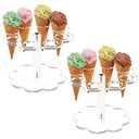 YestBuy 2 Pack Ice Cream Cone Holder Stand Cupcake Stand with 8 Holes Capacity Clear Clear Acrylic Cone Display Stand Weddings Baby Showers Birthday Parties Anniversaries Christmas Snack Tray