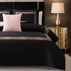 Baby Phat Leopard Hotel 4-Piece Comforter Set, Black, Full/Queen
