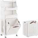 3-Tier Laundry Basket Organizer with Wheels, Stackable Laundry Baskets, Vertical Laundry Hamper Sorter 3 Section with Removable Laundry Basket for Small Apartments, Dorm, Singles, Smaller Households