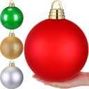 Weysat 4 Pcs Large 8" Fillable Christmas Ornaments, Jumbo Matte, Shiny & Glitter Hanging Ornaments for Outdoor Xmas Tree Decoration, Lawn Yard Holiday Party Decor(Mixed) (Classic)