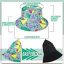 Geosar Men's 2 Pcs 80s 90s Outfit for Men Hippie Shirts and Shorts Set with Hat Neon Disco Halloween Party Costume Clothes (M)