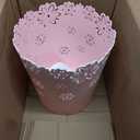 Wastebasket, Hollow Flower Shape Plastic Lidless Wastepaper Baskets Trash Can (Pink, Large)