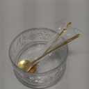 Glass Dessert Bowls, Serving Bowl with Gold Spoon Trifle Bowl Ice Cream Bowls For Dessert, Ice Cream, Cereal, Nuts, Pudding (Lily Flower-Set of 2, 15.5oz)