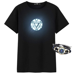 Arc Reactor Illuminate T-Shirt Tony Cosplay Novelty Costume Stark Bracelet, 3XL