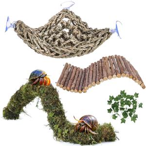 Grddaef Hermit Crab Accessories, Hermit Crab Toys, Flexible Climbing Bridge, Reptile Hammock Habitat Decor for Hermit Crabs, Leopard Geckos, Crested, Tortoise, Snake