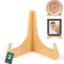 Plate Stands for Display, Plate Holders for Displaying, Bamboo Picture Frame Stand for Tables, Tabletop Easels, Decorative Stand for Platter, Dish, Book, Photo and Plaque(Natural-2, 8inch)