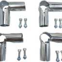 90 Degree 3-Way Pipe Connector, Stainless Steel End Rail Clamps, 1 in O.D., Chain Link Fence Fittings with Bolts and Nuts (4 Set)