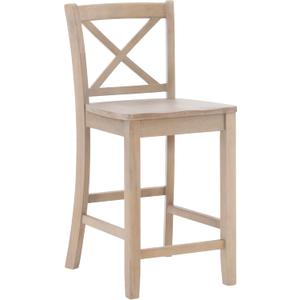 Linon Torino Rustic Greywash Wood X Backed 24 inch Seat Height Counter Stool, Standard