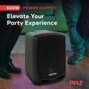 Pyle Bluetooth Karaoke PA Speaker - Indoor / Outdoor Portable Sound System with Wireless Mic, Audio Recording, Rechargeable Battery, USB / SD Reader, Stand Mount - for Party, Control - PSBT65A Black